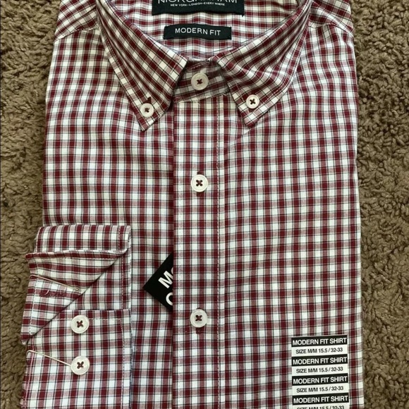 nick graham Other - Nick Graham Plaid Dress Shirt Modern 15.5 32-33 M